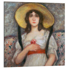 Magnettafel Bildnis einer jungen Frau mit grossem Sommerhut