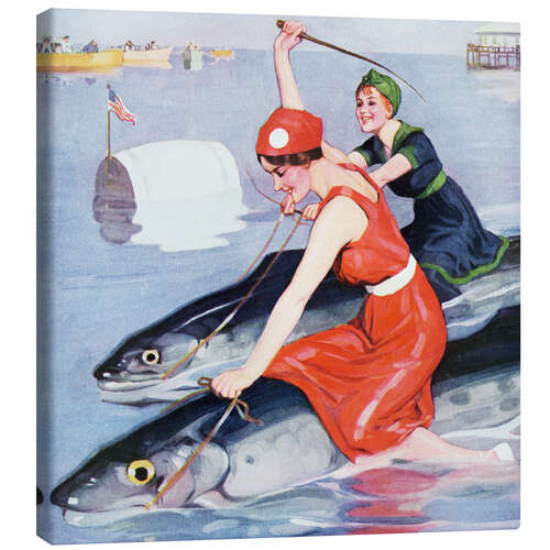 Canvas print Two women on a fish