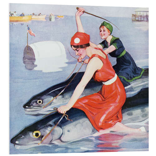 Tableau en PVC Deux femmes sur un poisson