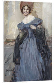 Aluminiumtavla Lady in a dark blue ball gown