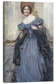 Canvas print Lady in a dark blue ball gown