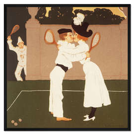 Gerahmter Kunstdruck Erste Liebe auf dem Tennisplatz