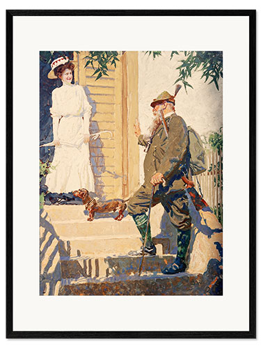 Gerahmter Kunstdruck Prinzregent Luitpold von Bayern mit junger Dame