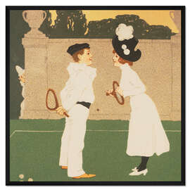 Gerahmter Kunstdruck Bekanntschaft auf dem Tennisplatz
