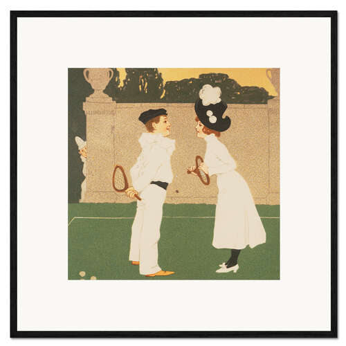 Plakat artystyczny premium w ramie Acquaintance on the tennis court