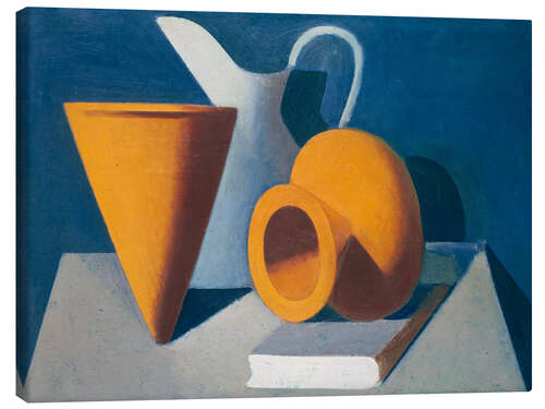 Canvas print Still life with jug, vase and book