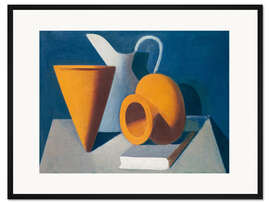 Gerahmter Kunstdruck Stilleben mit Krug, Vase und Buch