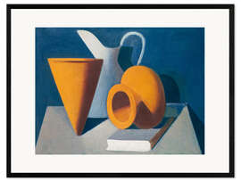 Framed art print Still life with jug, vase and book