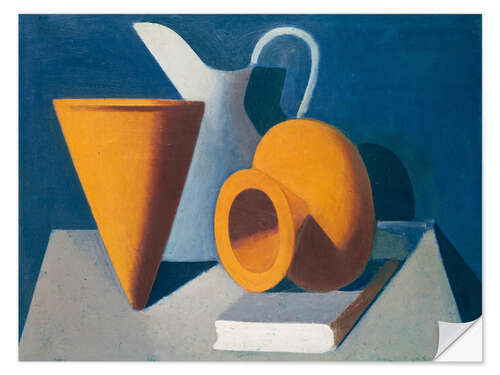 Selvklebende plakat Still life with jug, vase and book