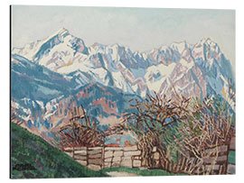 Aluminium print Wetterstein Mountains with Zugspitze in early spring