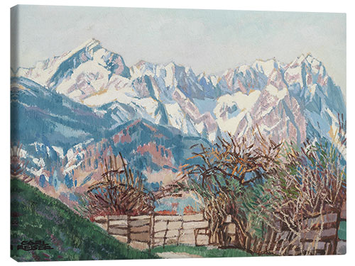 Quadro em tela Montanhas Wetterstein com Zugspitze no início da primavera