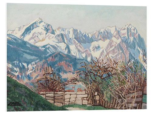 Foam board print Wetterstein Mountains with Zugspitze in early spring