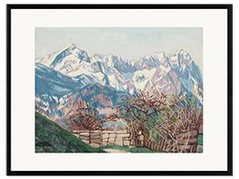 Kehystetty taidepainatus Wetterstein Mountains with Zugspitze in early spring