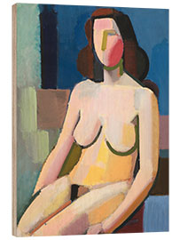 Wood print Sitting female nude