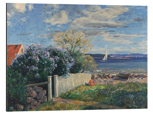 Aluminiumsbilde Coastal landscape with blossom