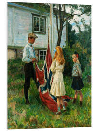 Galleriataulu Children raise the Norwegian flag