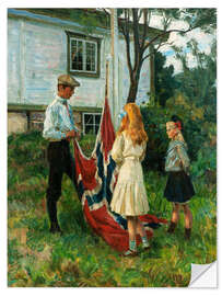 Sisustustarra Children raise the Norwegian flag