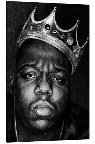 Aluminium print Biggie Smalls, black and white