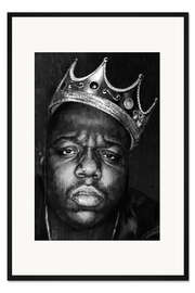 Gerahmter Kunstdruck Biggie Smalls, schwarzweiß