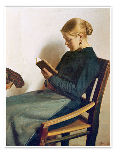 Poster A young girl reading, Maren Sofie Olsen
