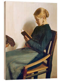 Wood print A young girl reading, Maren Sofie Olsen