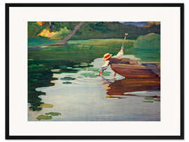 Gerahmter Kunstdruck Mädchen im Kahn