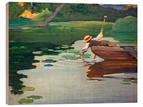 Hout print Girl in the boat