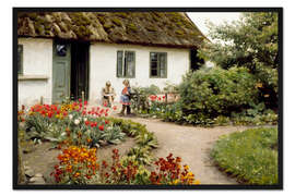 Gerahmter Kunstdruck Lesestunde im Blumengarten