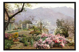 Gerahmter Kunstdruck Blumengarten bei Bellagio
