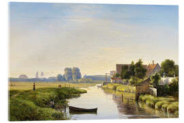 Acrylic print Danish Landscape with Canal behind the Dike