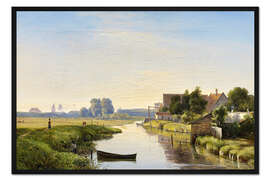 Gerahmter Kunstdruck Dänische Kanallandschaft hinterm Deich