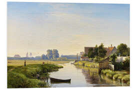 Foam board print Danish Landscape with Canal behind the Dike