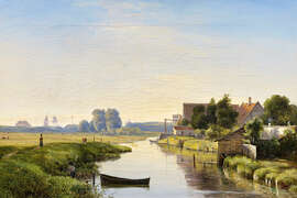 Magnettafel Dänische Kanallandschaft hinterm Deich