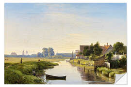 Selvklebende plakat Danish canal landscape behind the dike