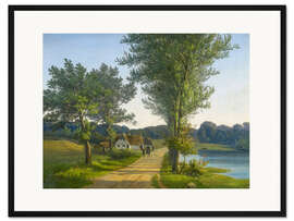 Gerahmter Kunstdruck Dänische Sommerlandschaft mit Reitern auf der Landstrasse