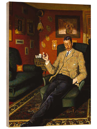 Wood print Portrait of an art collector