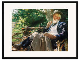 Gerahmter Kunstdruck Porträt des Dichters Holger Drachmann im Skagener Forst