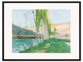 Gerahmter Kunstdruck Pappeln an einem Wasserlauf