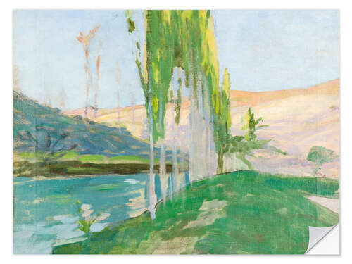 Selvklebende plakat Poplars by a watercourse