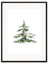 Gerahmter Kunstdruck Tanne im Schnee
