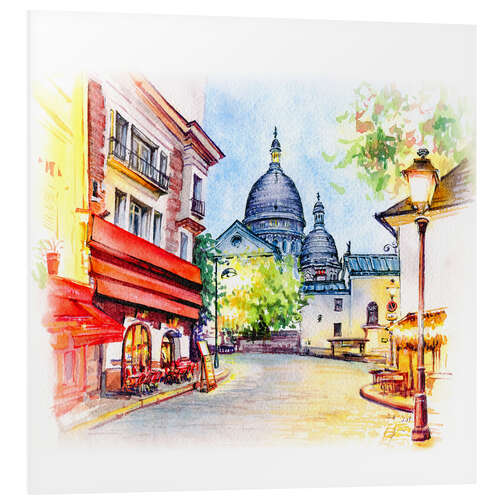 PVC-tavla Place du Tertre and Sacré-Coeur in Montmartre