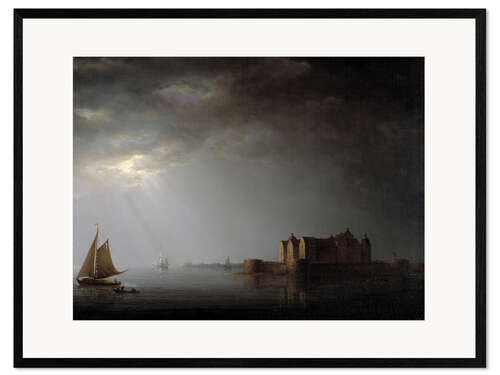 Impression artistique encadrée Château de Kalmar au clair de lune