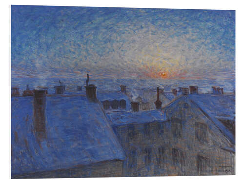 Foam board print Sunrise over the roofs