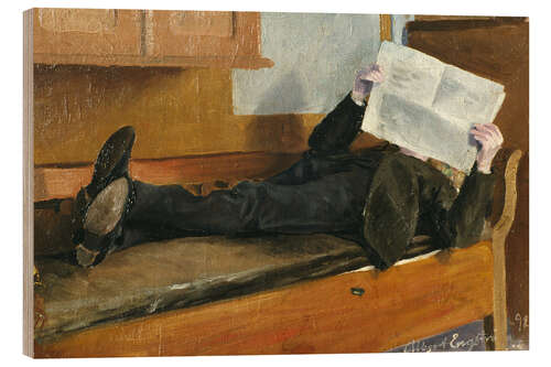 Wood print The artist's father, reading a newspaper