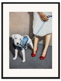 Gerahmter Kunstdruck Hund mit Frauchen