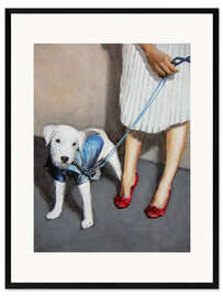Impression artistique encadrée Chien avec dame