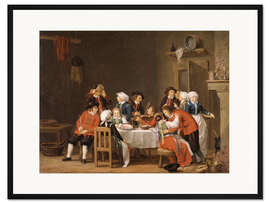 Gerahmter Kunstdruck Gesellige Szene in einem Bauernhaus