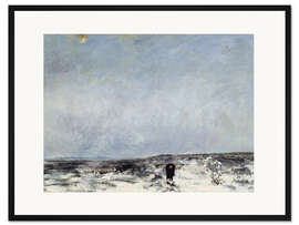 Gerahmter Kunstdruck Moorlandschaft mit Kutsche