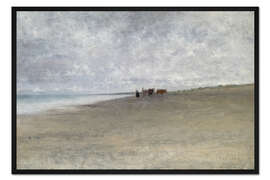 Gerahmter Kunstdruck Diesiges Wetter am Meer