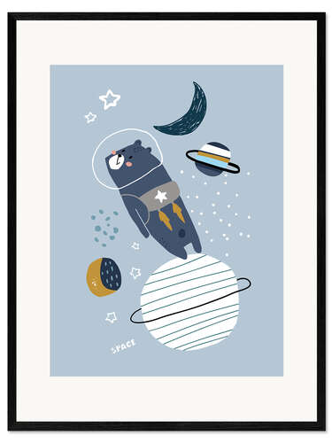 Ingelijste kunstdruk Bear astronaut
